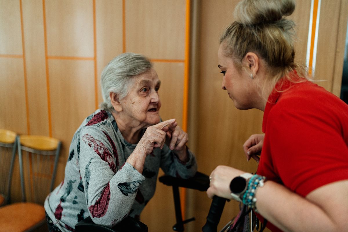 Medical social worker supporting a family